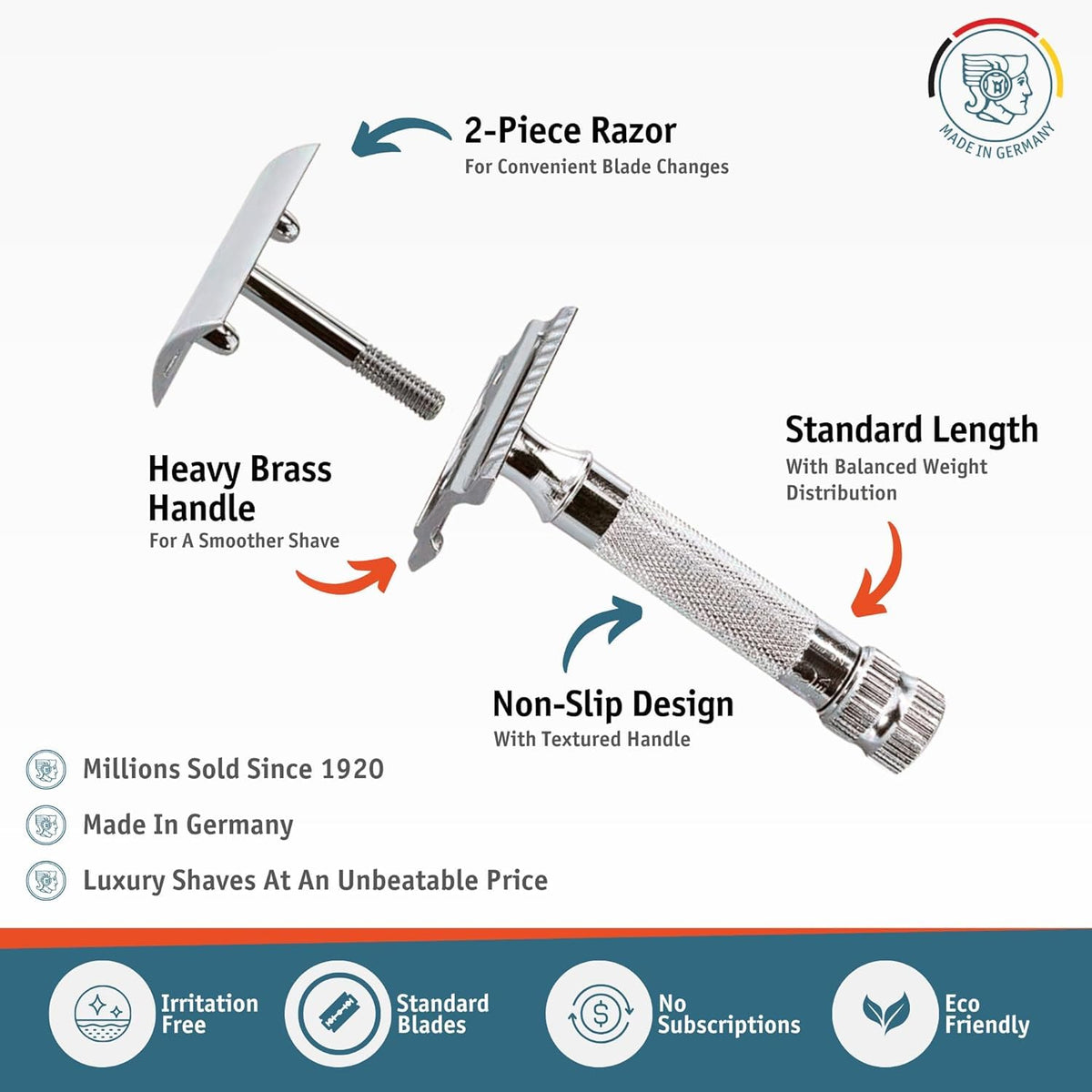 Merkur short handle close-up highlighting heavy-duty grip and steadier shaving