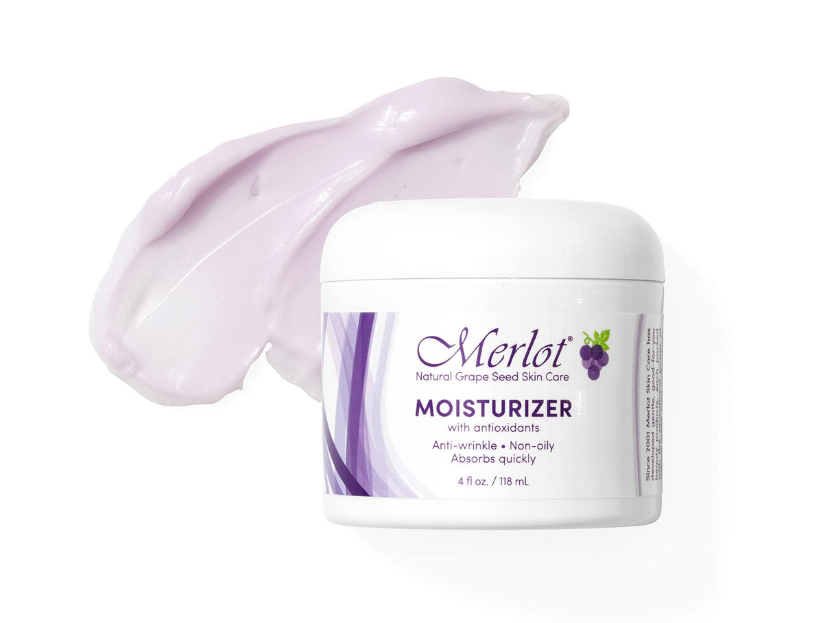 Merlot moisturizer creamy texture close-up highlighting fast-absorbing finish