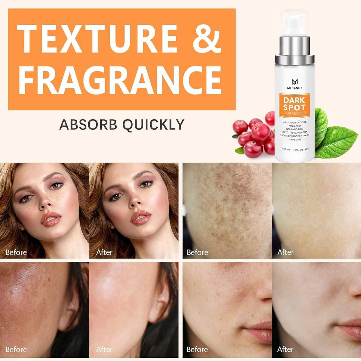 MESANDY cream texture close-up demonstrating lightweight, non-greasy absorption