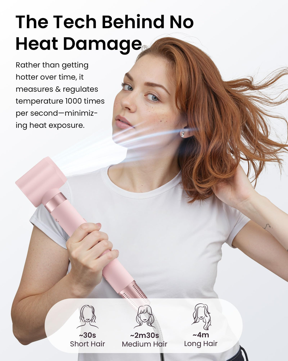 MESCOMB auto-wrap curler in action creating curls without clips for safe styling
