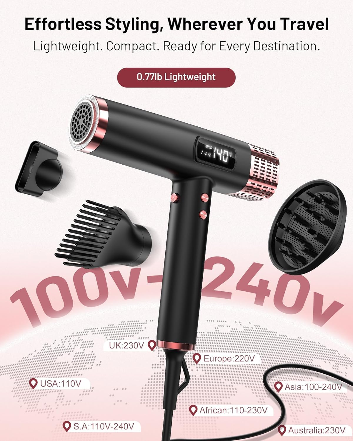 MESCOMB diffuser attached highlighting curl definition and frizz control