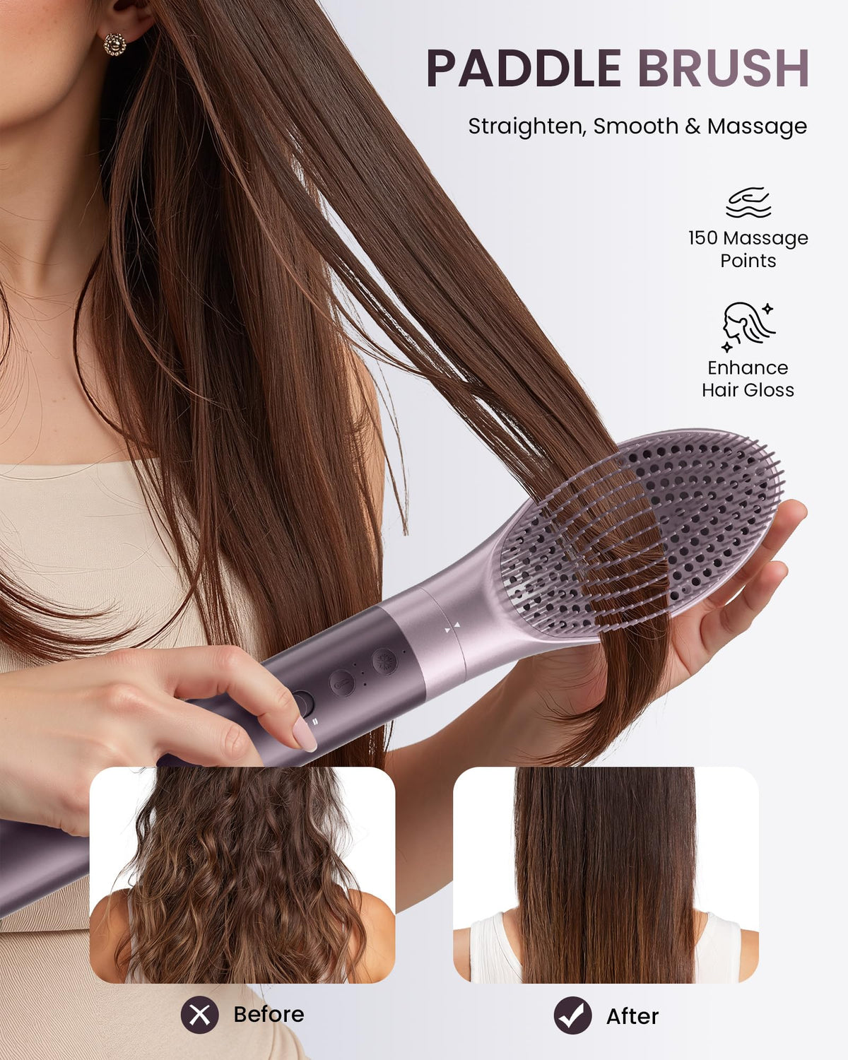MESCOMB in use drying long hair speeding morning routine