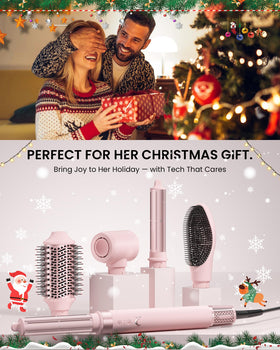 MESCOMB lifestyle image of woman using styler for quick salon-like results