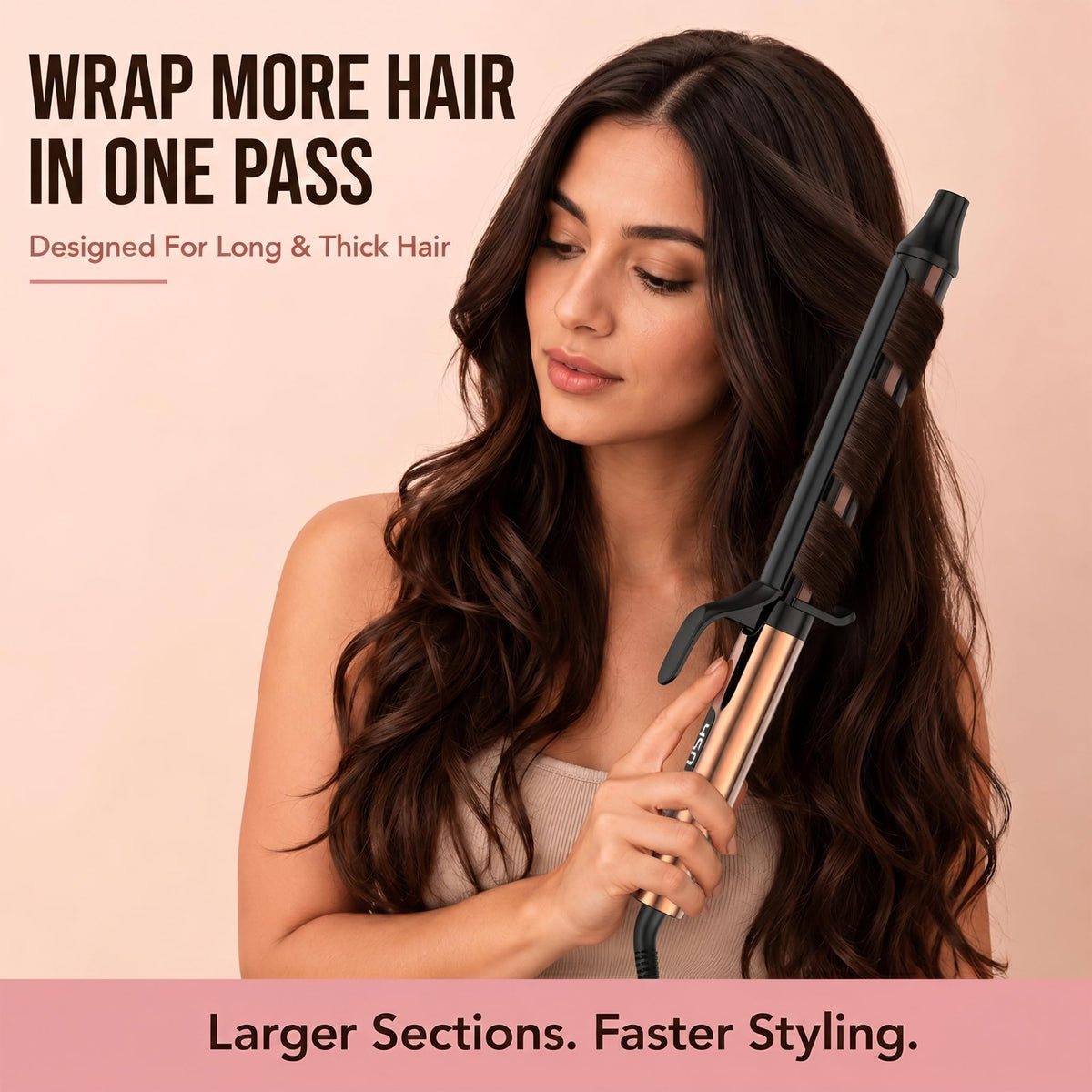 MESCOMB closeup of oval 6.7-inch barrel highlighting shape for natural waves