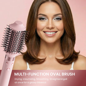MESCOMB paddle brush attachment straightening hair for sleek, frizz-reduced finish