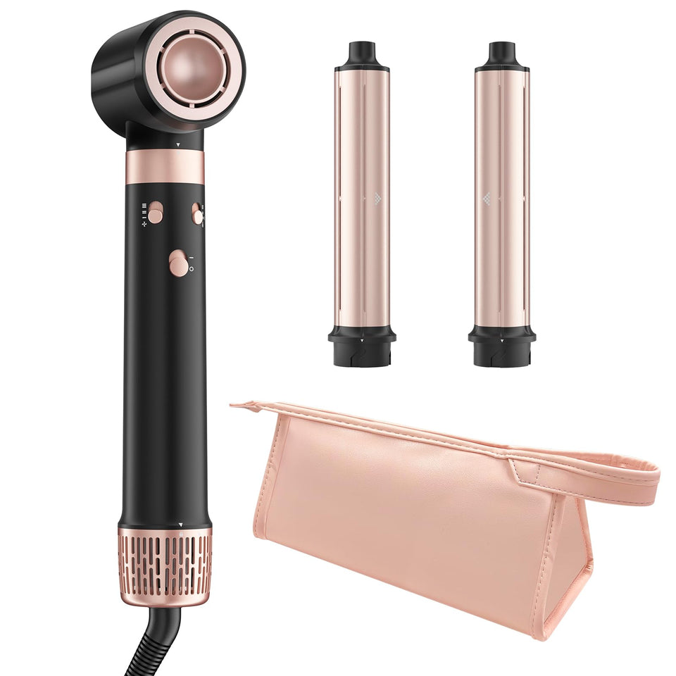 MESCOMB front view showing compact 3-in-1 styler and dryer, ideal for travel