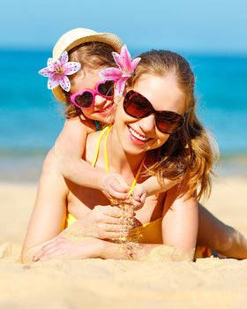 Mesovor hairpin worn in beach updo showing festive look and all-day wear