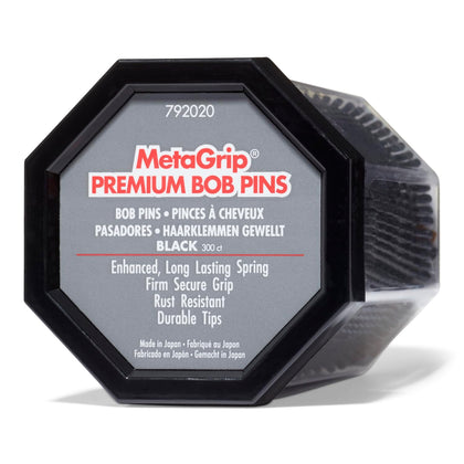 MetaGrip front packaging showing 300-count and black bobby pins for long-lasting hold
