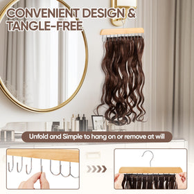 MetFun hanger holding braided extensions while drying for protected styling