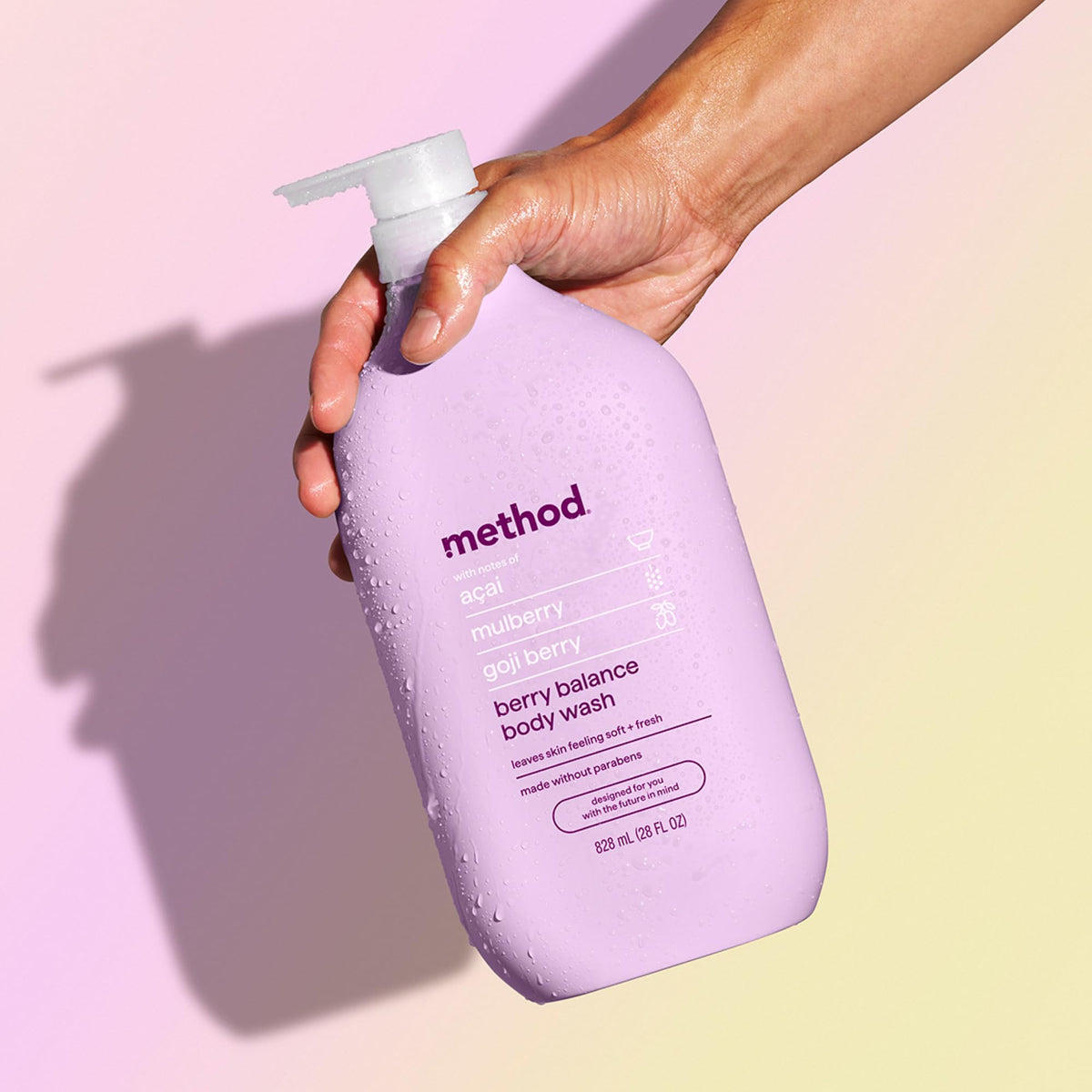 Method recycled plastic badge detail showing 80% PCR packaging for eco-conscious shoppers