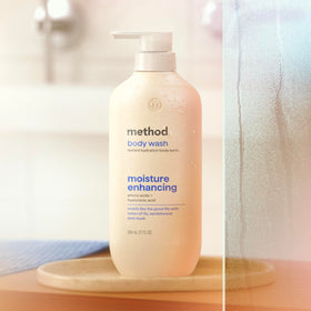 Method scent notes visual with lily sandalwood musk symbols showing layered fragrance benefit