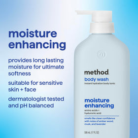 Method pump close-up showing dispensing action, emphasizes easy-use convenience
