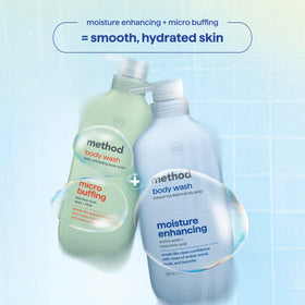 Method recycled-plastic label zoom highlighting 80% PCR bottle environmental benefit