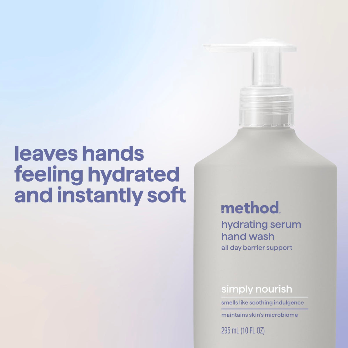 Method label noting 80% recycled plastic bottle and eco benefit