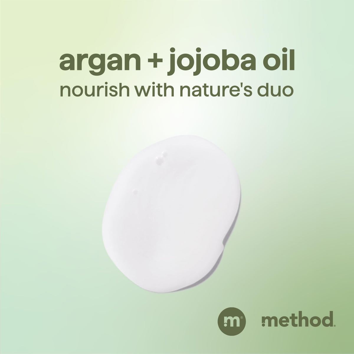 Method close view of argan and jojoba oils indicating softness benefit