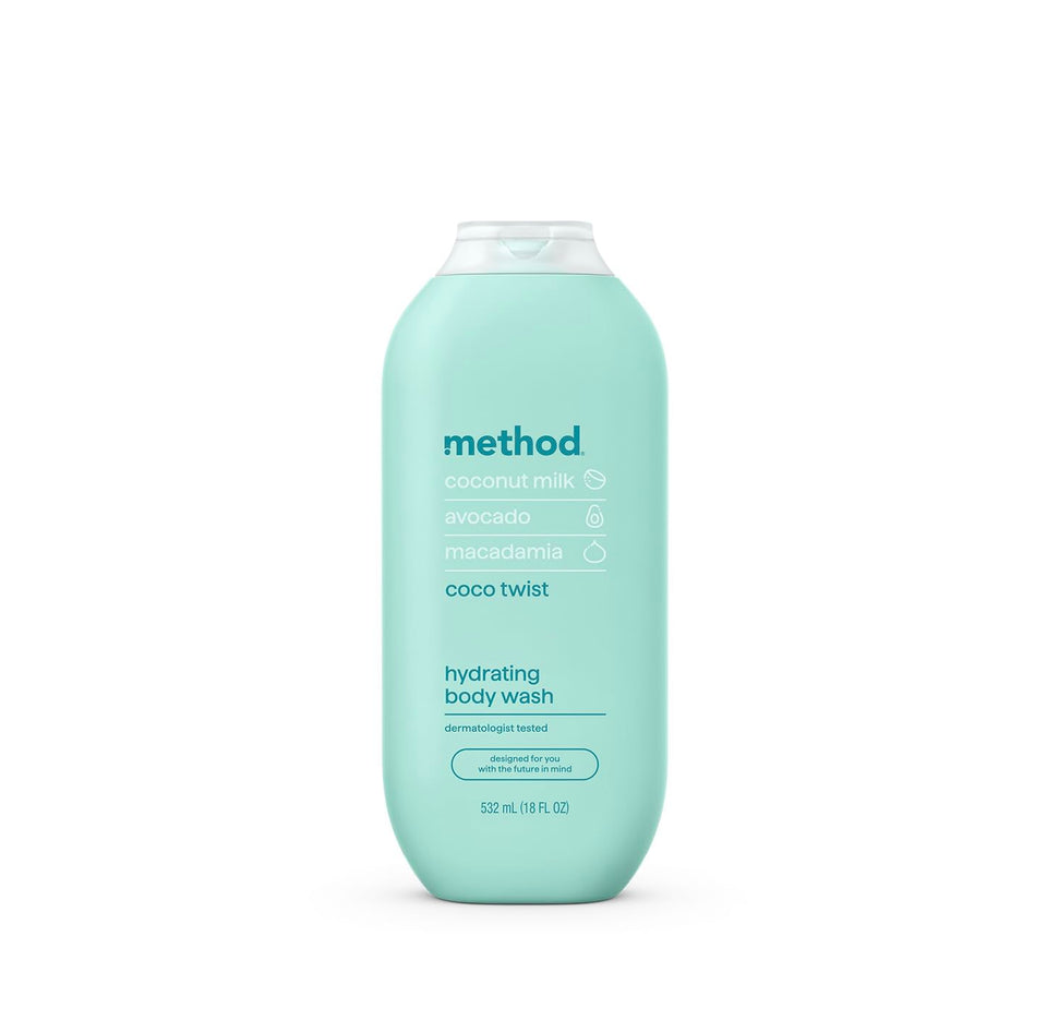 Method front bottle showing Coco Twist label and scent benefits