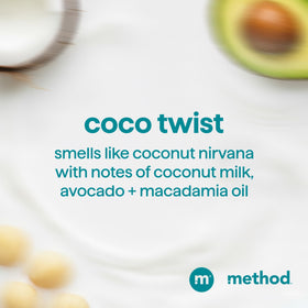 Method bottle on shower shelf among toiletries, suggests daily use