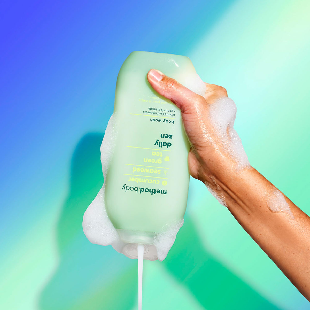 Method 18 oz bottle next to everyday items to show true-size convenience