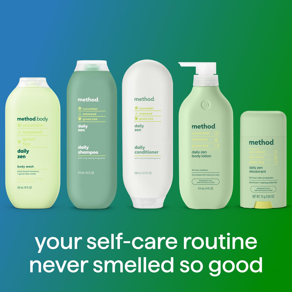 Method bottle recycling badge emphasizing PCR packaging environmental benefit