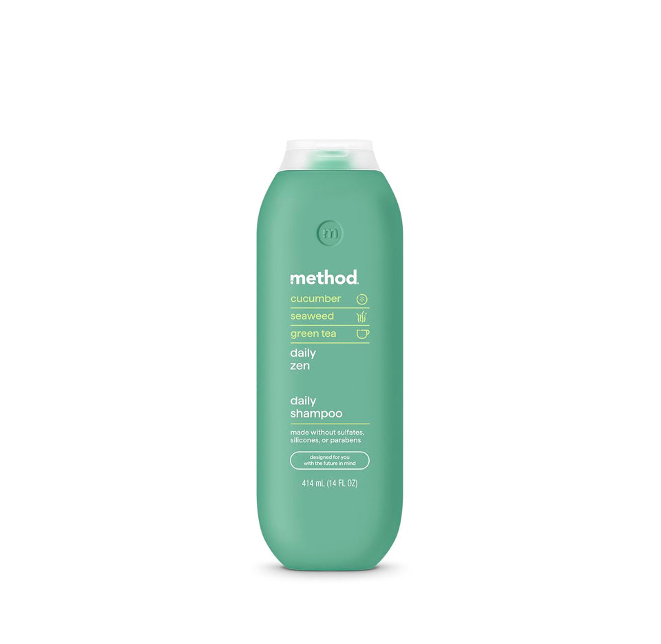Method bottle front packaging showing calming label and volumetric size