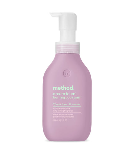Method Dream Foam front bottle showing scent and size, highlighting gentle cleansing