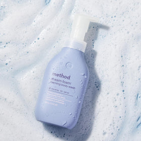 Method bottle on shower shelf illustrating daily-use convenience benefit
