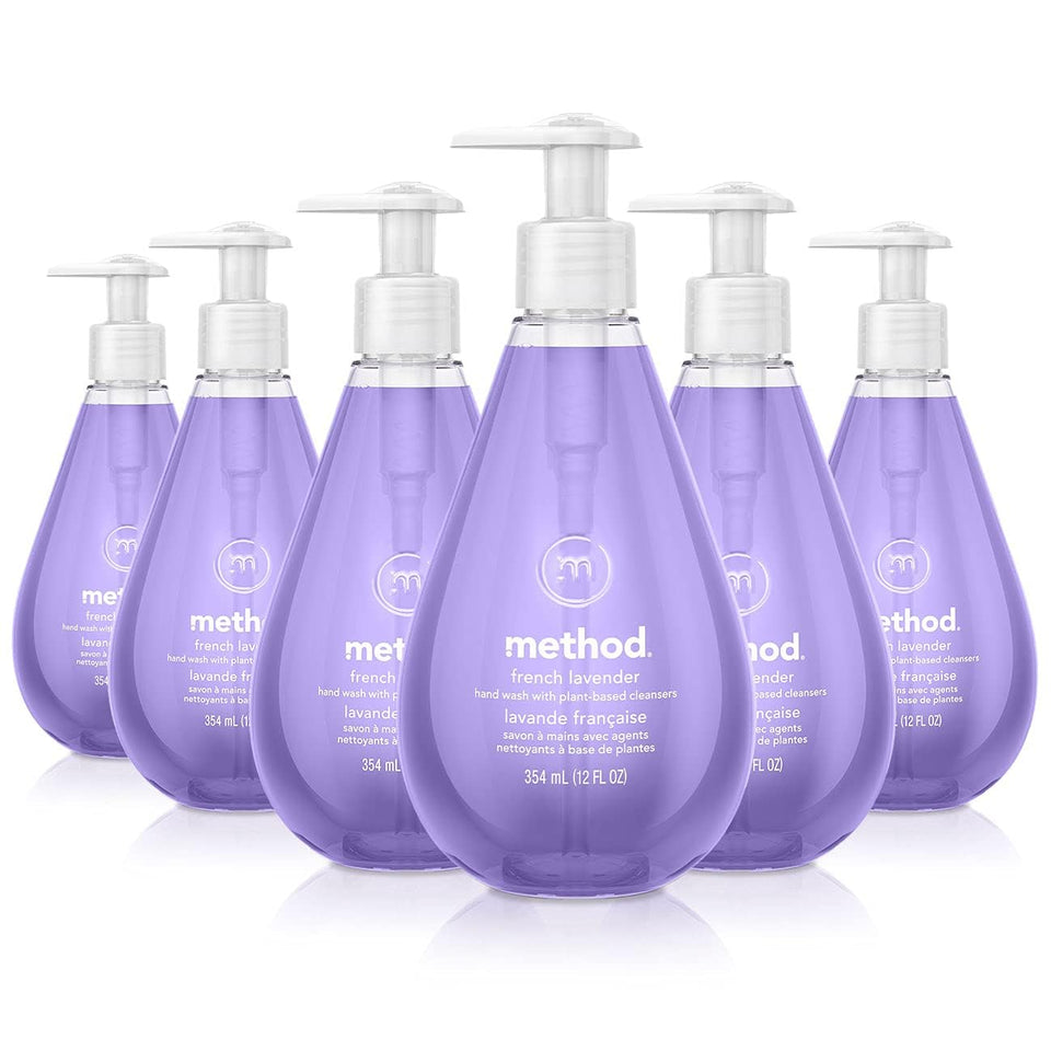 Method front packaging showing six French Lavender bottles with calming scent benefit