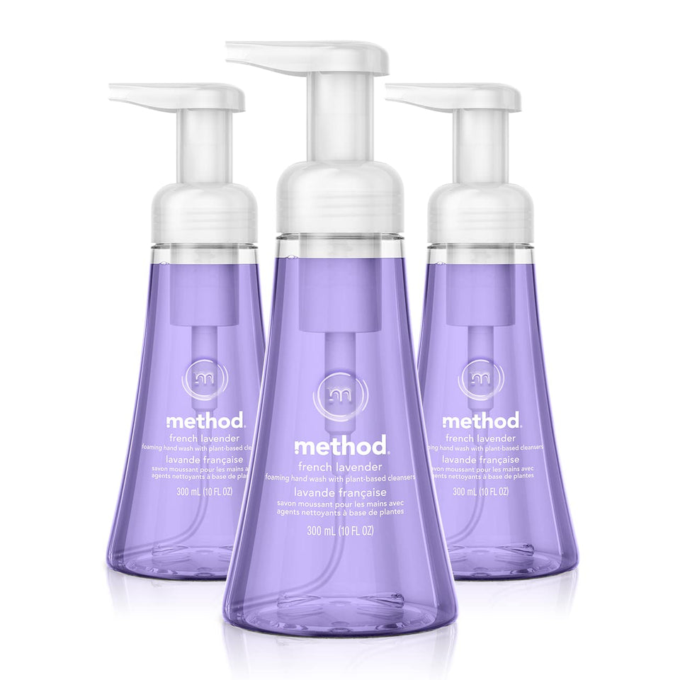 Method French Lavender front packaging showing three bottles and calming scent