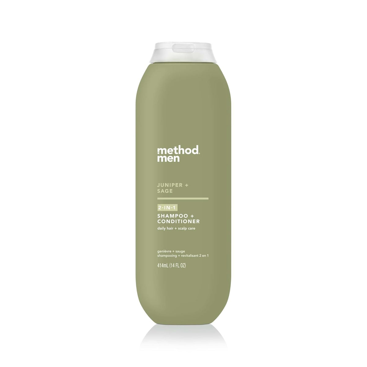 Method front packaging showing juniper and sage scent for refreshing showers