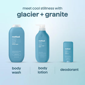 Method Glacier + Granite in bathroom routine demonstrating daily use