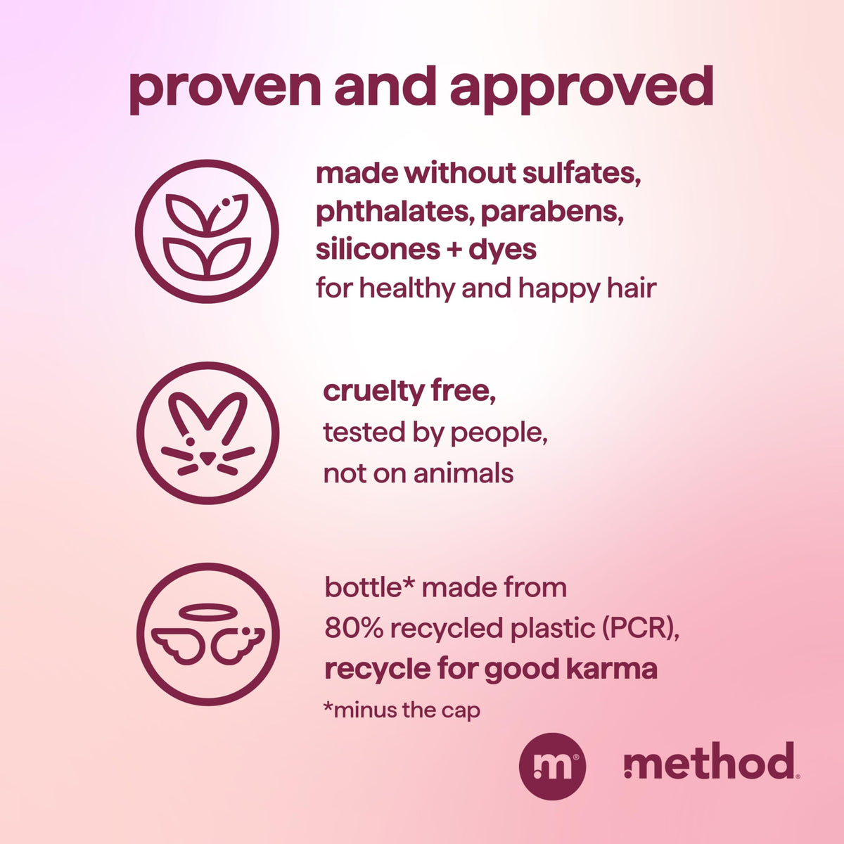 Method hair before and after volumizing showing visibly fuller, thicker-looking strands