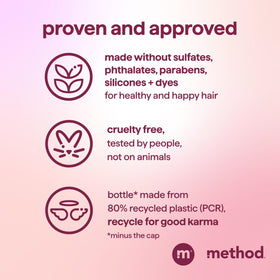 Method hair before and after volumizing showing visibly fuller, thicker-looking strands