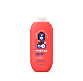Method Hip Hop Heat front label showing hibiscus, jasmine leaf and lychee scent and benefits