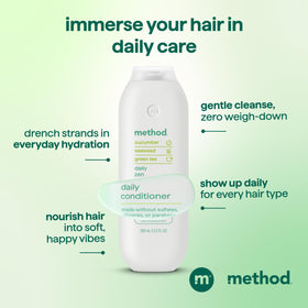 Method conditioner being applied in shower for quicker detangling benefit