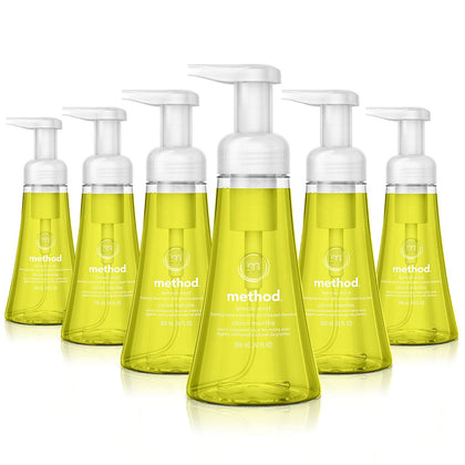 Method front packaging showing six bottles and lemon mint scent benefits
