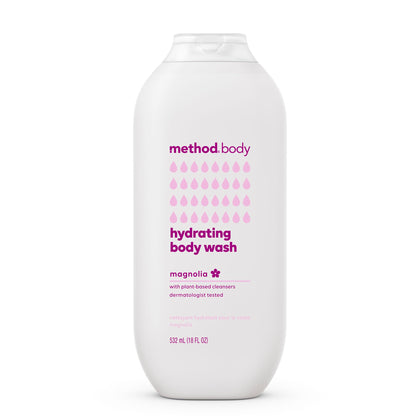 Method magnolia front packaging showing bottle and floral design, inviting freshness