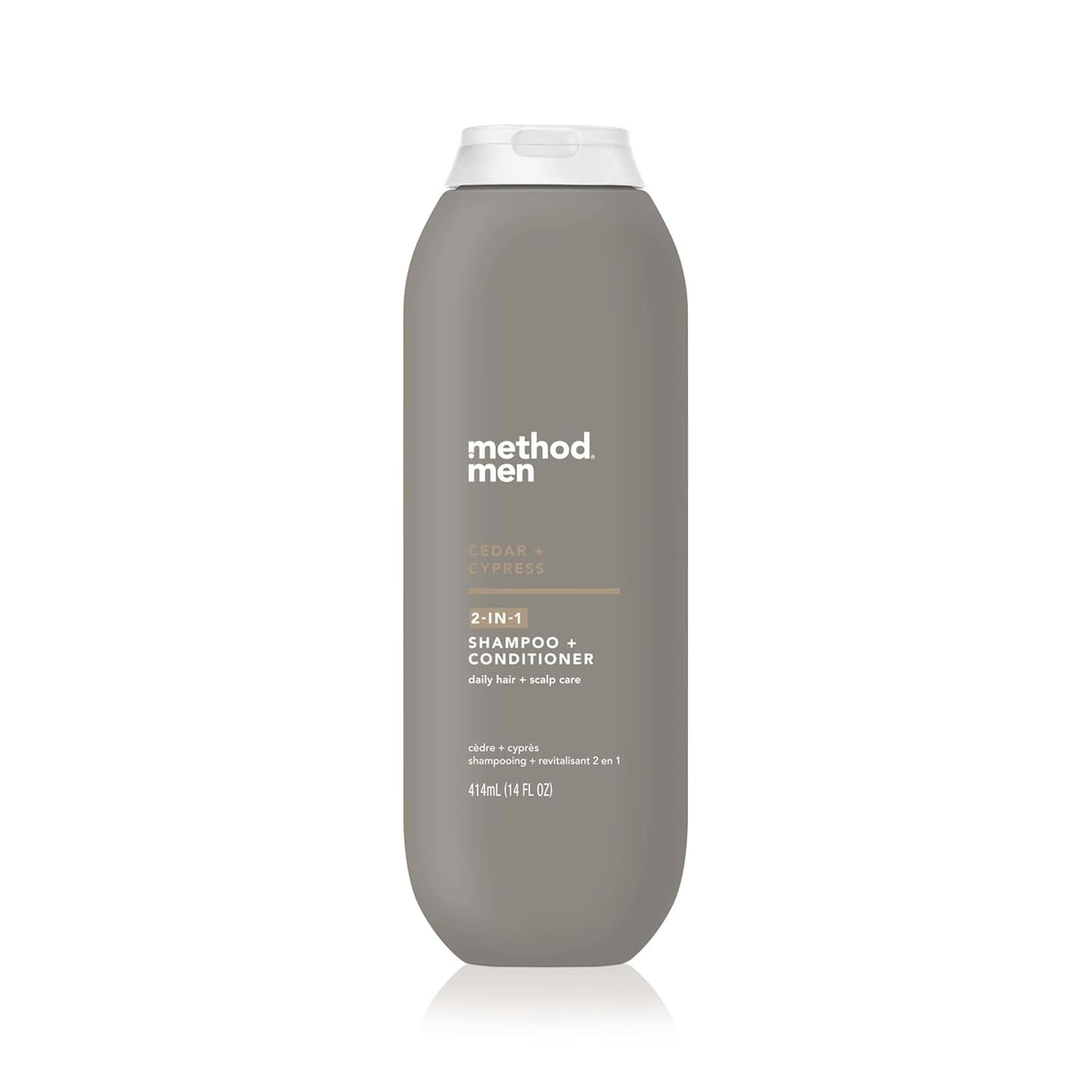 Method Men front packaging showing cedar cypress scent and size benefit