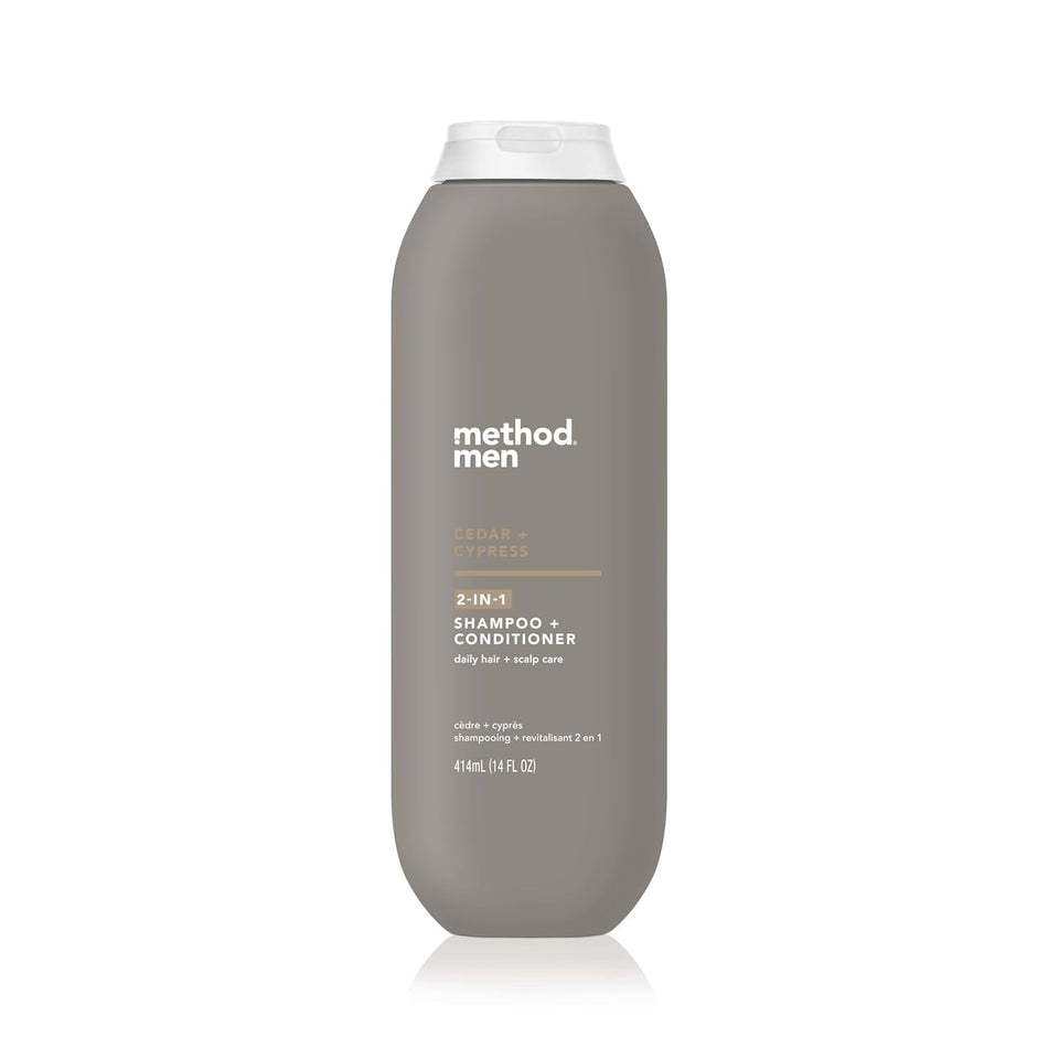 Method Men front packaging showing cedar cypress scent and size benefit