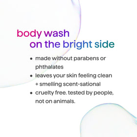 Method body wash in use under shower stream showing effective rinse