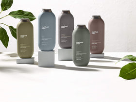 Method bottle on bathroom shelf in lifestyle setting showing everyday appeal