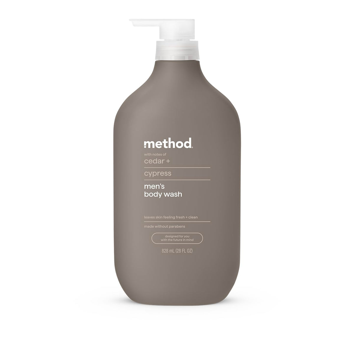 Method Men front bottle showing cedar and cypress scent benefit