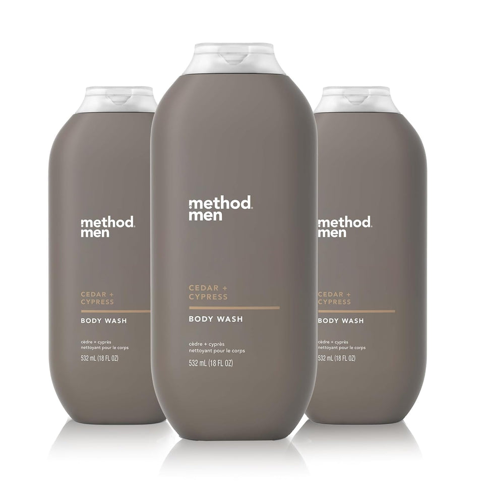 Method bottle front packaging showing cedar cypress scent and size benefits