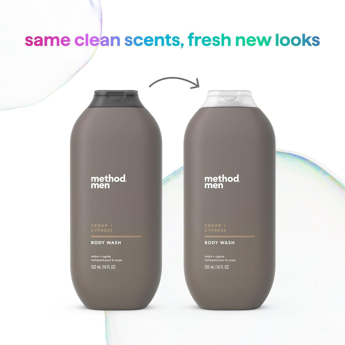 Method bottle held in hand to show 18 oz size and value benefit