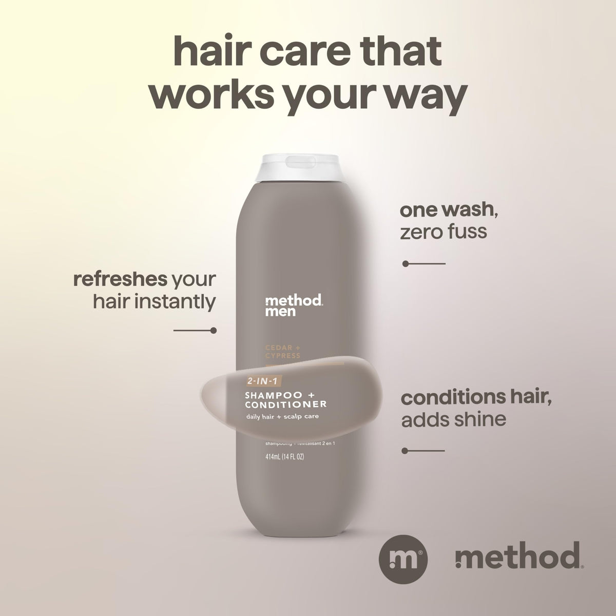 Method Men close-up on argan and jojoba oils adding softness benefit