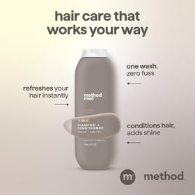 Method Men close-up on argan and jojoba oils adding softness benefit