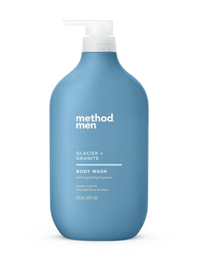 Method Men front pump bottle showing brand and fresh-scent packaging benefit