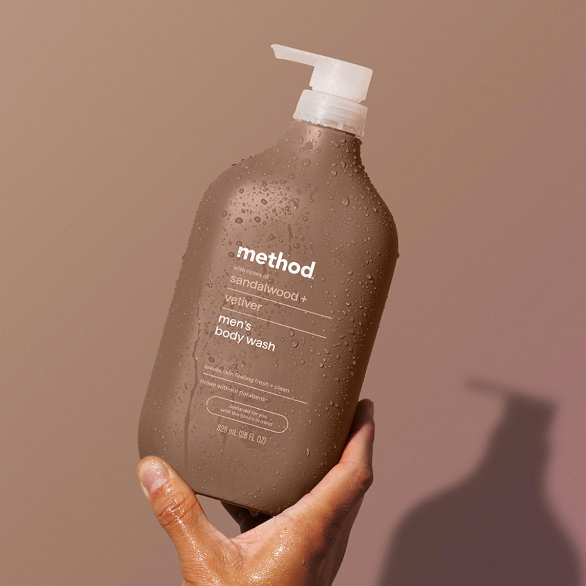 Method Men bottle on bathroom shelf suggesting coordinated routine