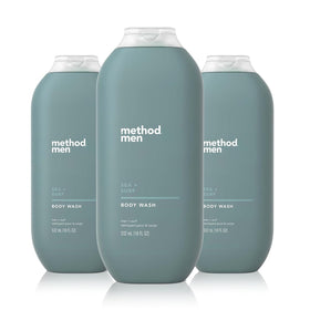 Method bottle front label showing sea and surf scent and benefits