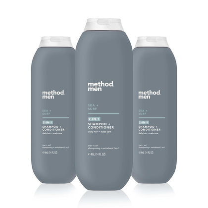 Method front packaging showing sea + surf scent and 14 oz size benefit clarity