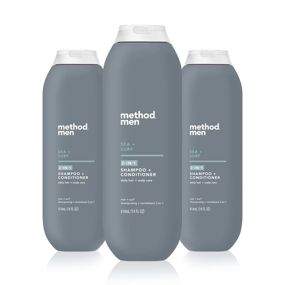 Method front packaging showing sea + surf scent and 14 oz size benefit clarity